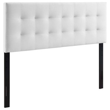 Lily King Biscuit Tufted Performance Velvet Headboard, White