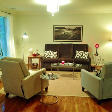 This modern design required an updated light fixture to replace its former ceili