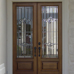 Arlington Decorative Glass Wood Double Door (AD7) - Front Doors