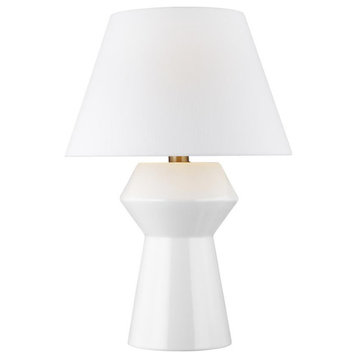 Abaco Table Lamp, 1-Light, LED, Arctic White, White Linen Shade, 24.5"