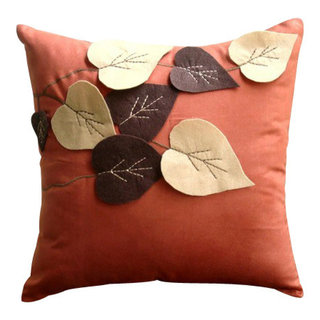 Olive Velvet Leaves Square Throw Pillow