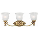 Hinkley - Francoise Wall Sconce, Frosted Ribbed Glass, Burnished Brass - Number of Bulbs: 3