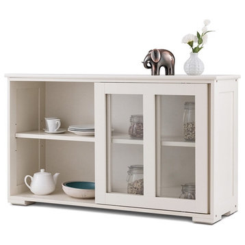 Modern White Wood Buffet Sideboard Cabinet