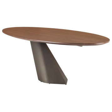 Nuevo Furniture Oblo 78.8" Dining Table in Walnut/Bronze