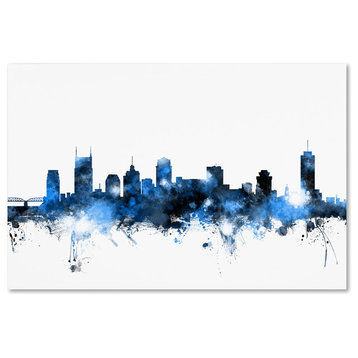 Michael Tompsett 'Nashville Tennessee Skyline White' Canvas Art, 22x32