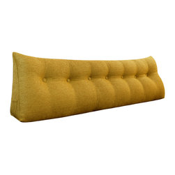 WOWMAX - Bed Wedge Pillow, Daybed Back Support, Lumbar Pillow, Reading Wedge, Linen Gold, 76x20x8 - Bed Pillows