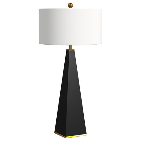 Modern Glam Resin Table Lamp Glossy Black Finish