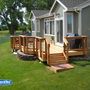 Redwood Deck with Metal Rails