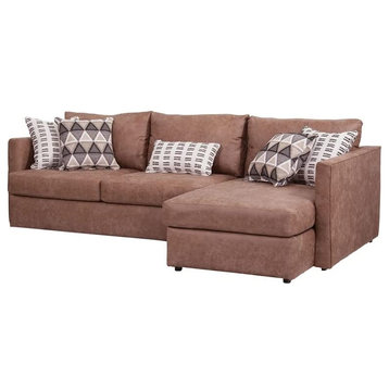 Comfortable Sectional Sofa, Reversible Seat Cushions and Track Armrests, Tan