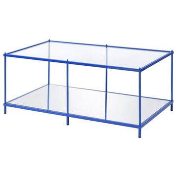 Furniture of America Mendry Metal 1-Shelf Coffee Table in Blue