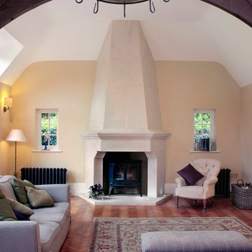 Bespoke Bath stone fireplace with canopy.