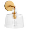 Industrial style Metal Sconce,  Glass Shade Gold