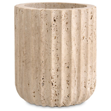Modern Ribbed Vase | Eichholtz Nava, Light Brown