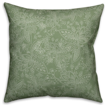 Green Paisley Pattern 16x16 Spun Poly Pillow