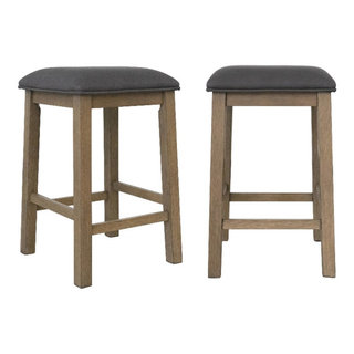 Saunders Counter Height Backless Padded Bar Stools Brown Acacia