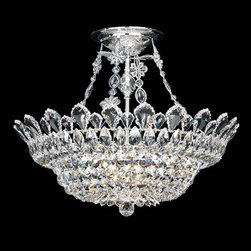 8 Light Semi Flush Mount by Schonbek Trilliane in Silver Finish - Lighting