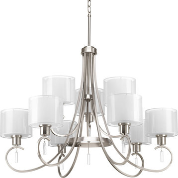 Invite Collection 9-Light 2-Tier Chandelier, Brushed Nickel