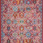 Nourison - Nourison Passion PSN32 Red Multi Colored 8' x 10' Area Rug - Brilliant in its color story, this exciting Passion area rug pours forth an array of gold, lapis and amethyst details, all richly displayed on a ruby red ground. This rug takes inspiration from Persian floral motifs, yet works beautifully in the modern room. With serged edge, narrow border and the textural quality of soft cut-pile.