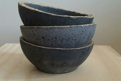 Handmade mini charcoal bowls with gold rim