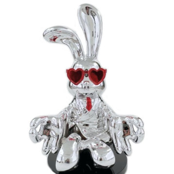 Sitting Rabbit with Red Tie and Glasses