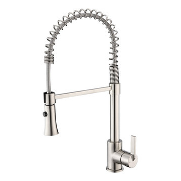 Luxier KTS13-T Single-Handle Pull-Down Sprayer Kitchen Faucet, Brushed Nickel