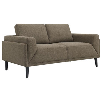 Coaster Rilynn Upholstered Fabric Loveseat with Track Arms in Brown