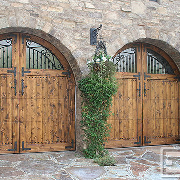 Tuscan Garage Door 03 | Custom Door Design With Dummy Hardware and Antique Glass