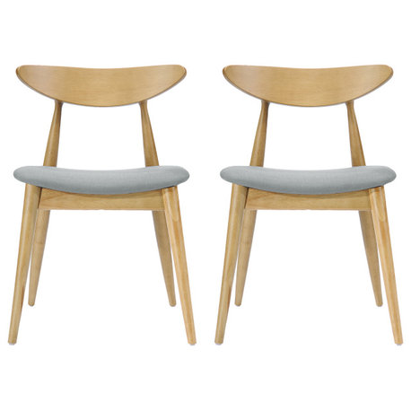 GDF Studio Issaic Mid Century Design Wood Dining Chairs, Set of 2, Light Gray/Oak