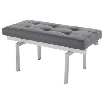 Louve Bench Small In Brushed Stainless Steel , Gray