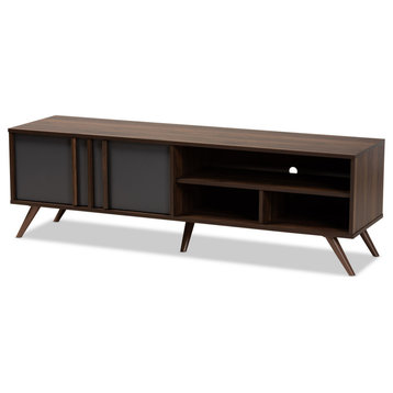 Colwyn Two-Tone Gray and Walnut Wood 2-Door TV Stand