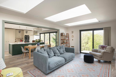 Inspiration for a medium sized contemporary grey and white living room in Wiltshire with ceramic flooring.