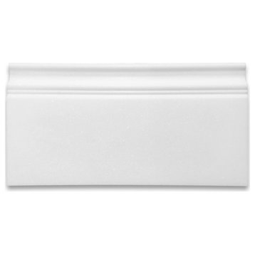Thassos White Marble 6x12 Skirting Baseboard Trim Molding Honed, 1 piece