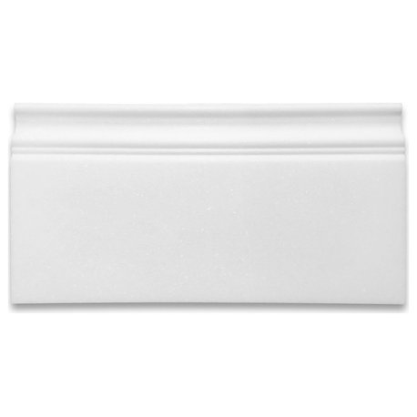 Thassos White Marble 6x12 Skirting Baseboard Trim Molding Honed, 1 piece