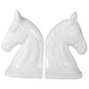 Porcelain Horse Head Bookends White, Set of 2