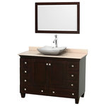 Wyndham Collection - Acclaim 48" Espresso Single Vanity, Ivory Marble Top, Avalon Sink, 24" - Sublimely linking traditional and modern design aesthetics, and part of the exclusive Wyndham Collection Designer Series by Christopher Grubb, the Acclaim Vanity is at home in almost every bathroom decor. This solid oak vanity blends the simple lines of traditional design with modern elements like beautiful overmount sinks and brushed chrome hardware, resulting in a timeless piece of bathroom furniture. The Acclaim is available with a White Carrara or Ivory marble counter, a choice of sinks, and matching Mrrs. Featuring soft close door hinges and drawer glides, you'll never hear a noisy door again! Meticulously finished with brushed chrome hardware, the attention to detail on this beautiful vanity is second to none and is sure to be envy of your friends and neighbors