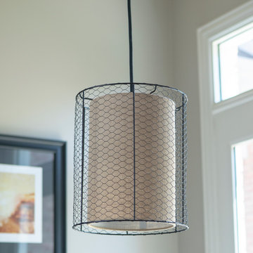 Cooper Chicken Wire and Burlap Pendant, 15"x15"x17"