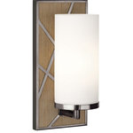 Robert Abbey - Robert Abbey 553W Michael Berman Bond - 12" One Light Wall Sconce - Shade Included: TRUE  Cord ColoMichael Berman Bond  Driftwood Oak Wood/BUL: Suitable for damp locations Energy Star Qualified: n/a ADA Certified: n/a  *Number of Lights: Lamp: 1-*Wattage:100w E26 Medium Base bulb(s) *Bulb Included:No *Bulb Type:E26 Medium Base *Finish Type:Driftwood Oak Wood/Blackened Nickel