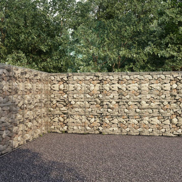 vidaXL Gabion Wall Gabion Basket Post Gabion Wall with Covers Galvanized Steel
