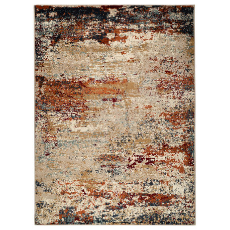 Athinai Bastia Orange Abstract Area Rug, 8'9"x11'9"