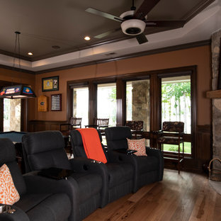 Transitional home theater photo in Charlotte