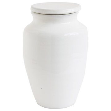 Medium Round White Terracotta Cachepot