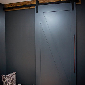 Barn doors provide access to storage room