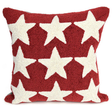 Frontporch Stars Indoor/Outdoor Pillow, Red, 18" Square