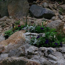 Landscaping wall of rocks and boulder
