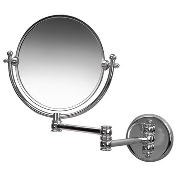Classic Wall Mounted Mirror With 3-Times Magnification, Satin Nickel