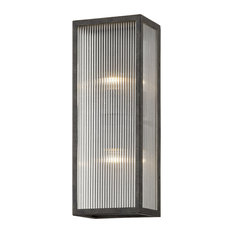Tisoni 2 Light 18" Wall Sconce - French Iron Finish - Clear Ribbed Glass