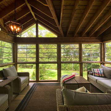 Cozy Sunroom Decor + Composite Deck + Glass Railings + Decor | Nova Scotia