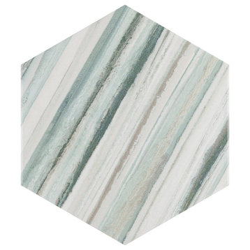 Flow Hex Green Porcelain Floor and Wall Tile