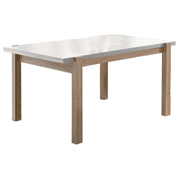 Benzara BM204162 Rectangular Wooden Dining Table with Straight Legs, White/Brown