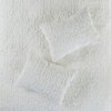 100% Polyester Embroidery Pv Fur Coverlet Set In Ivory